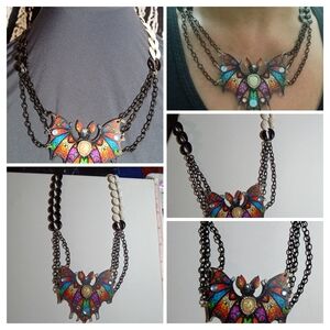 Colorful Bat Pendant Necklace